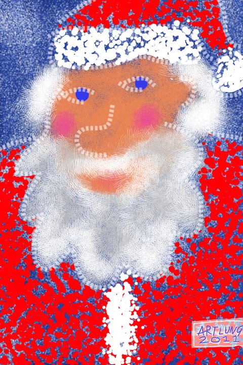 Joe Crawford's 2011 Brushes painting of Santa, re-rendered from the original file