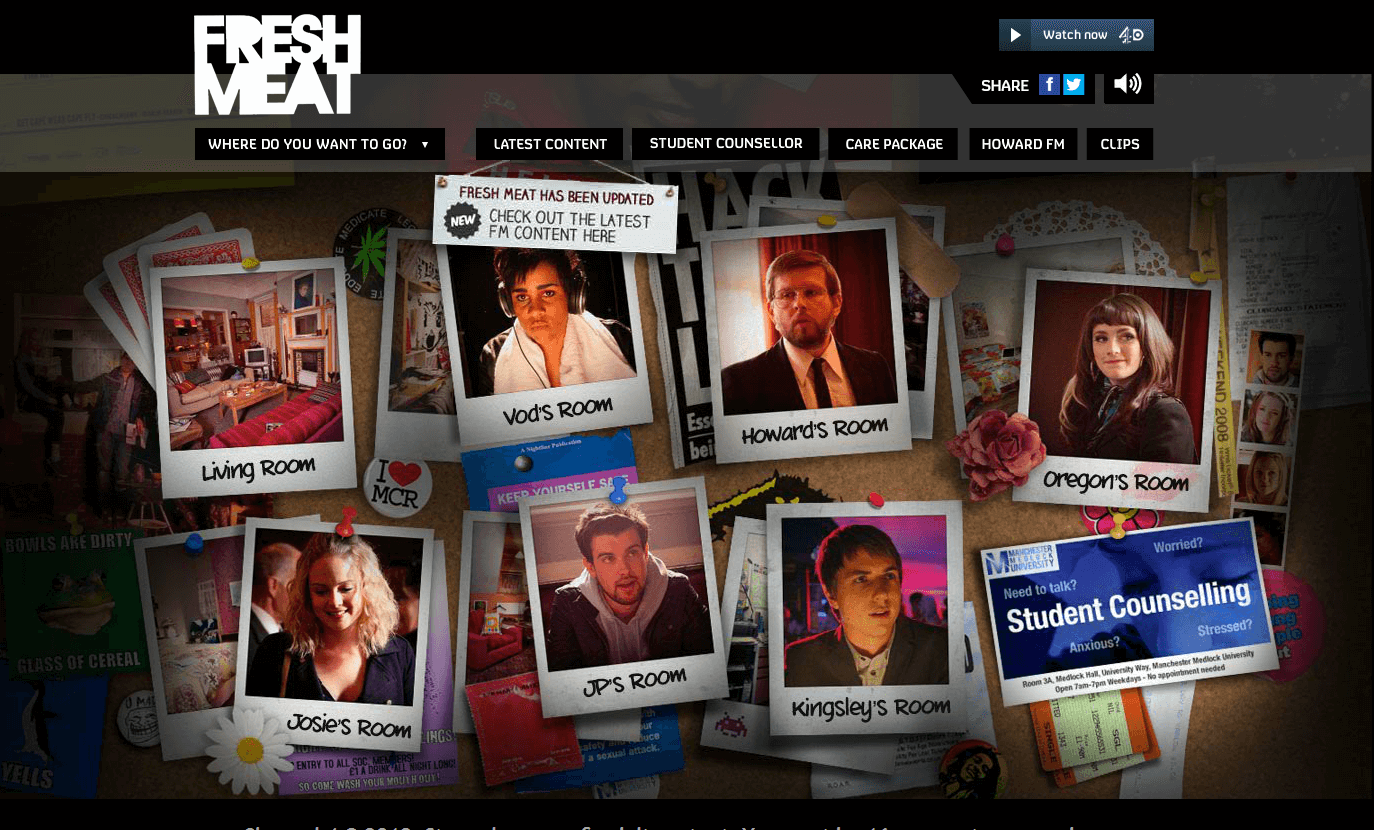 Fresh Meat House - explorable web world for Channel 4