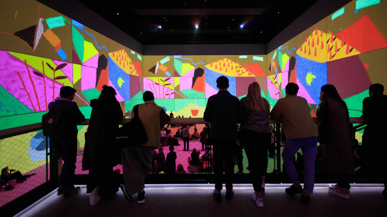 Hockney: Bigger & Closer at Lightroom – an iPad painting wrapping the room