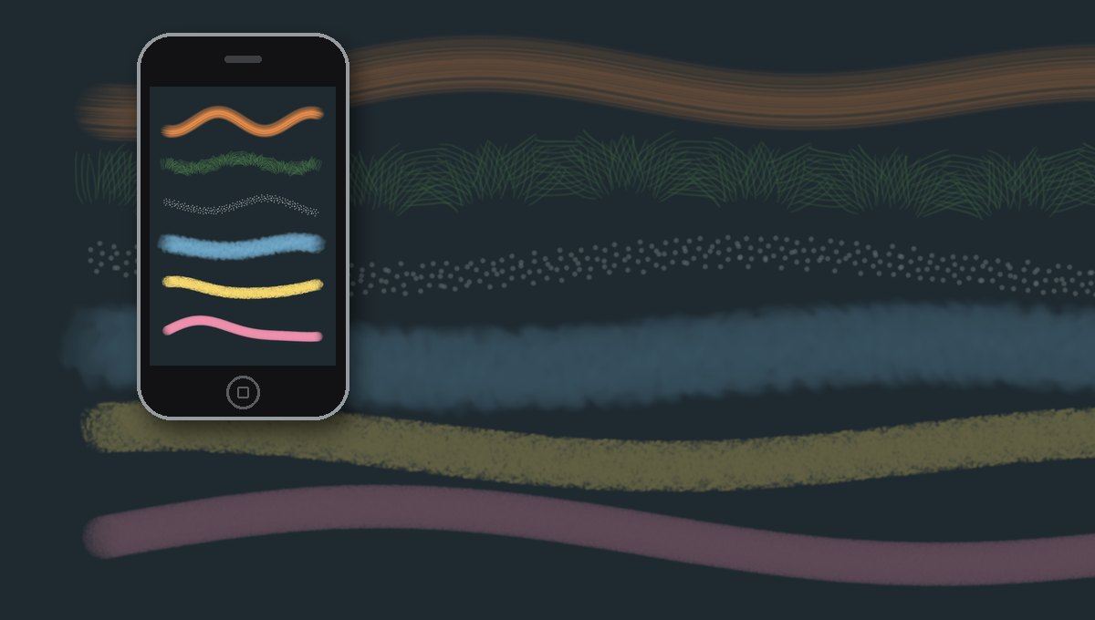 An original iPhone showing strokes painted in the Brushes app