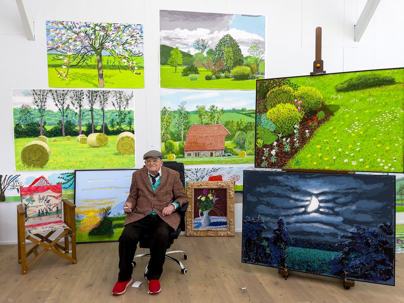 David Hockney with his iPad paintings