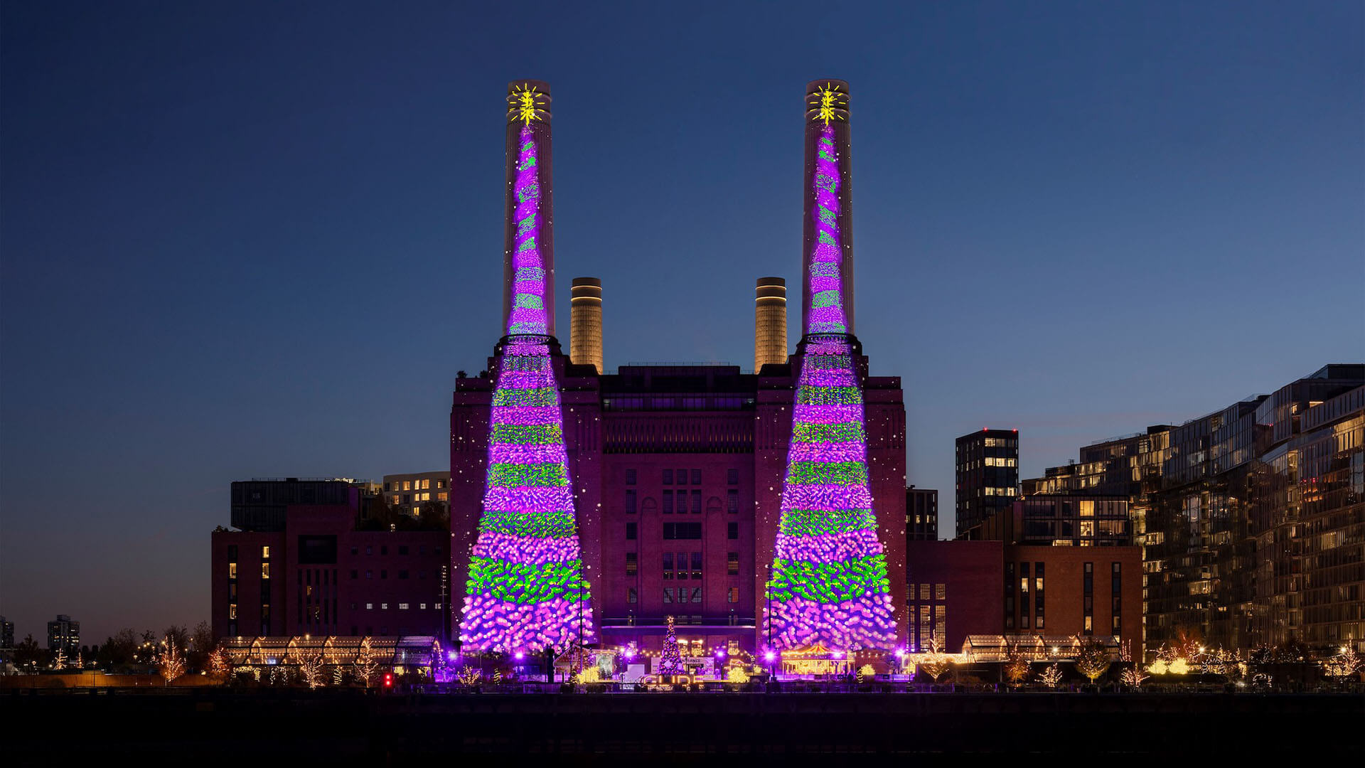 David Hockney’s Bigger Christmas Trees at Battersea Power Station