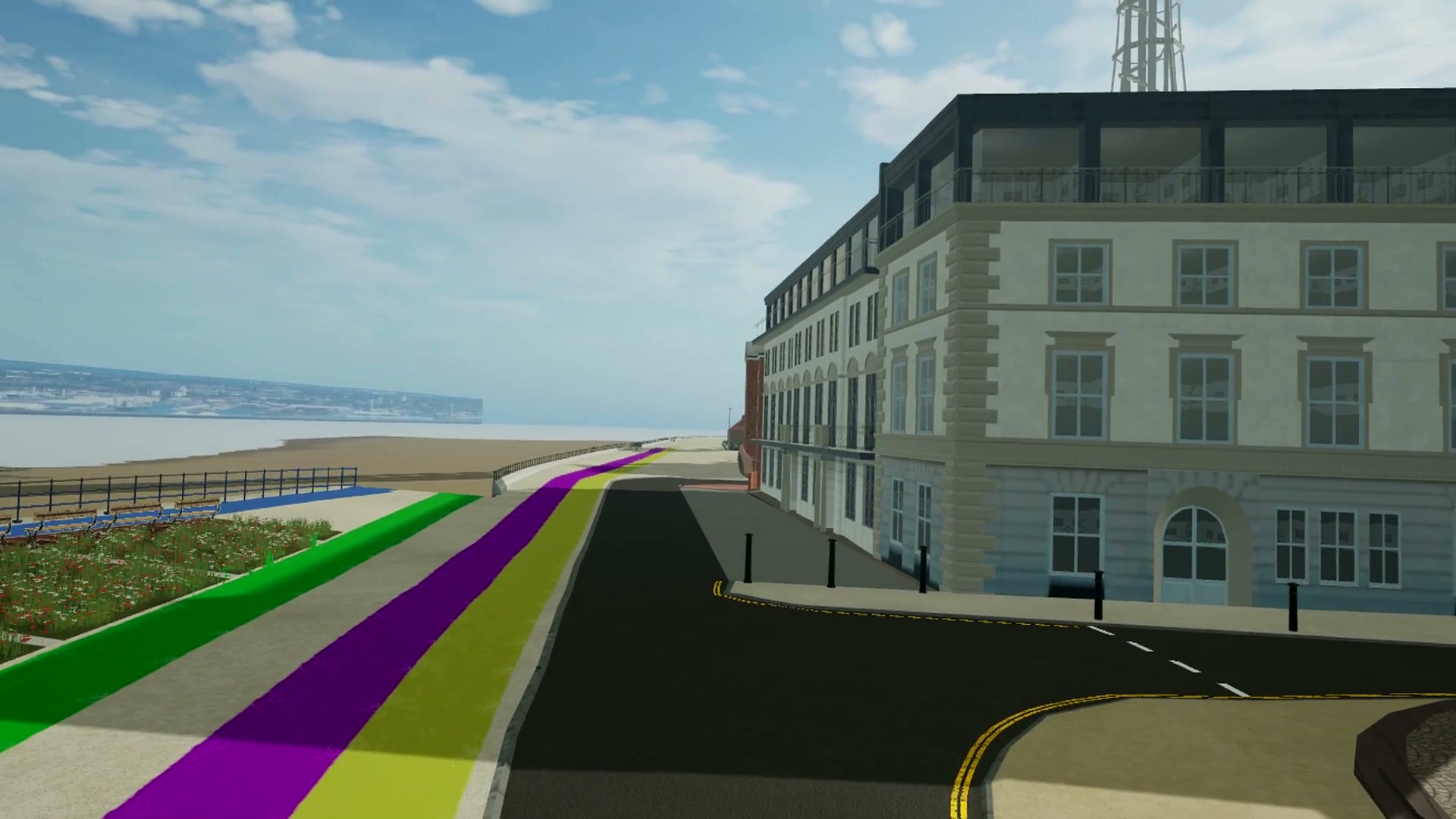 A Georgian seafront hotel beside the rainbow cycle path in virtual New Brighton
